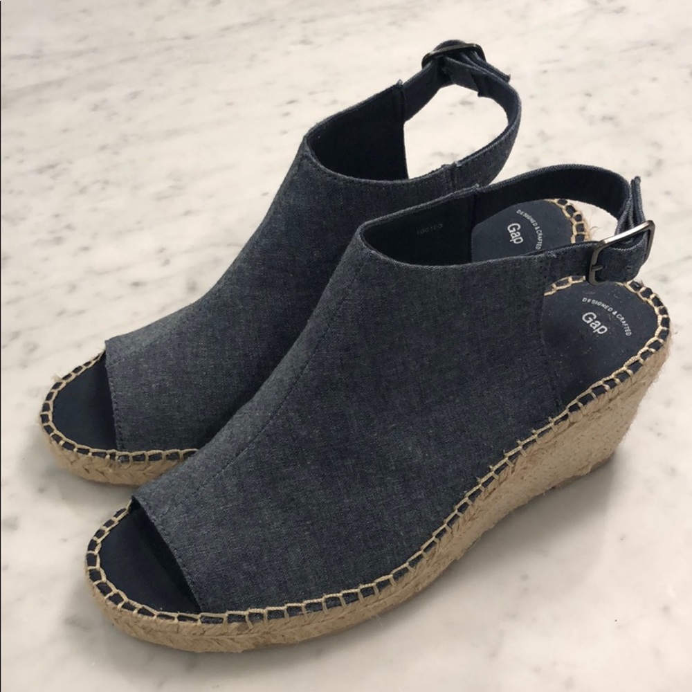 WORN ONCE Gap denim wedge espadrilles 8